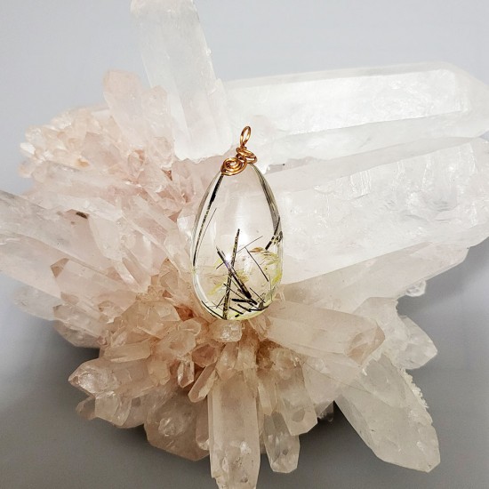 白水晶+紅膠花水晶吊墜 【已經淨化消磁及開啟】｜C012N｜A Wing's Crystal｜只限一件發售